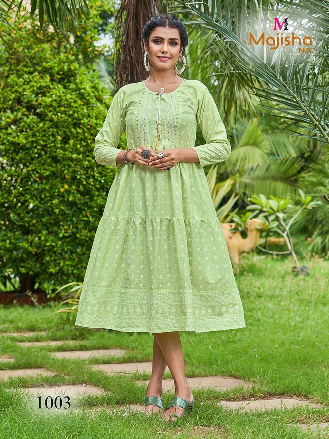 Majisha Nx Nykaa 1 Fancy Party Wear Cotton Anarkali Short Kurti Collection